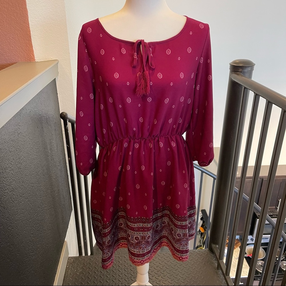 Xhilaration Long Sleeve Bohemian Dress - Picture 2 of 7